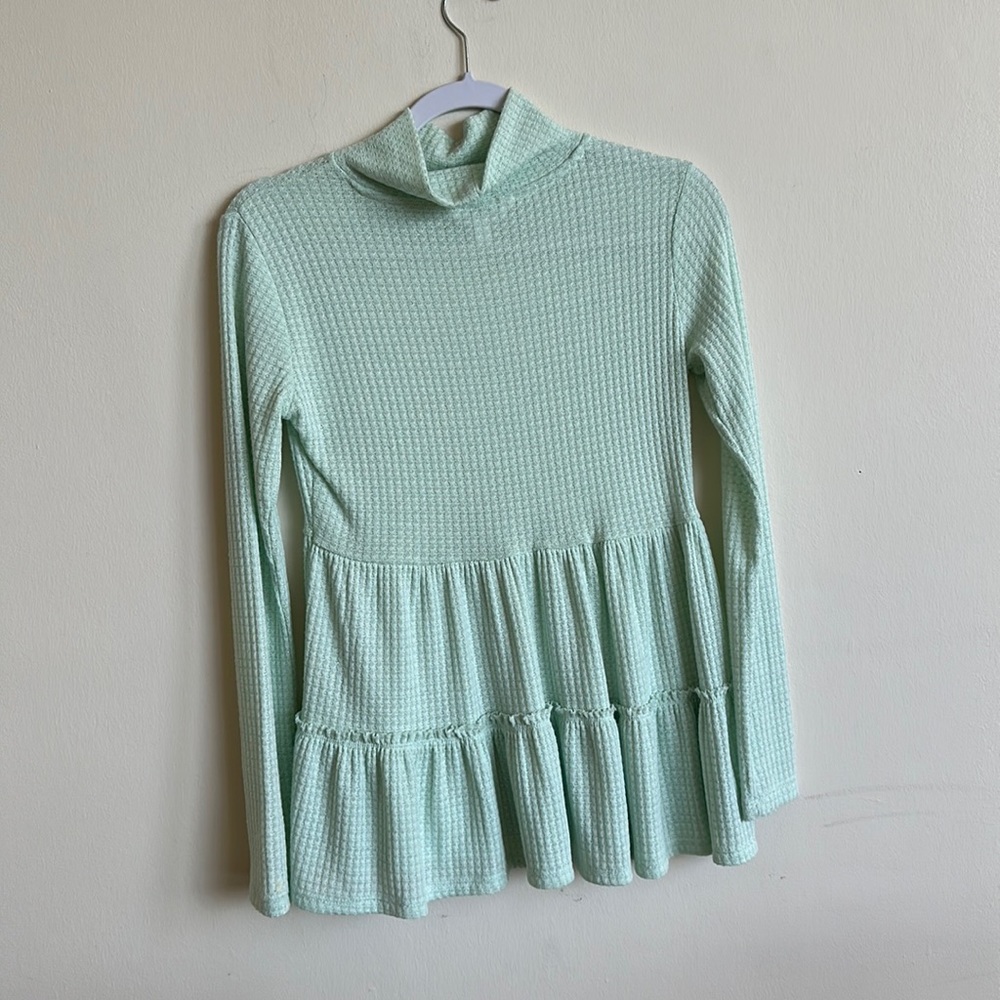 Mint Green long sleeve peplum Top Lauren Conrad
